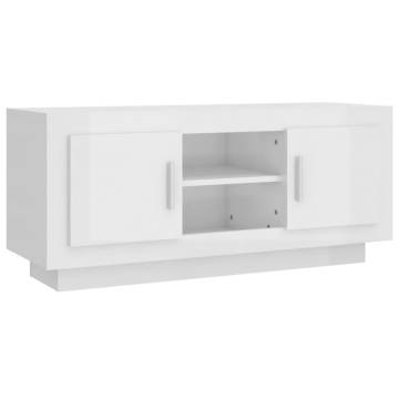 High Gloss White TV Cabinet - Stylish & Practical 102x35x45 cm