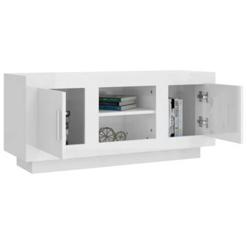 High Gloss White TV Cabinet - Stylish & Practical 102x35x45 cm