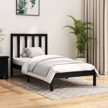 Black Solid Wood Pine Bed Frame 90x190 cm - Timeless Design