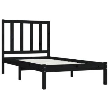 Black Solid Wood Pine Bed Frame 90x190 cm - Timeless Design