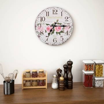 Vintage Wall Clock Flower 30 cm - Retro Home Decor | HipoMarket