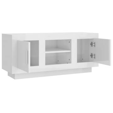 High Gloss White TV Cabinet - Stylish & Practical 102x35x45 cm