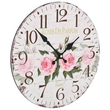 Vintage Wall Clock Flower 30 cm - Retro Home Decor | HipoMarket