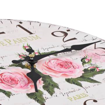 Vintage Wall Clock Flower 30 cm - Retro Home Decor | HipoMarket