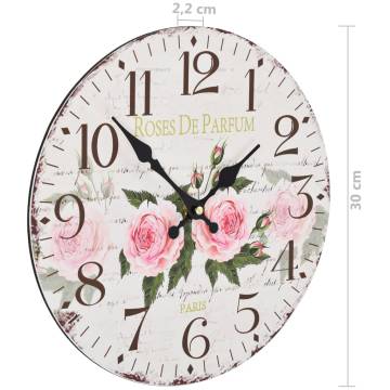 Vintage Wall Clock Flower 30 cm - Retro Home Decor | HipoMarket