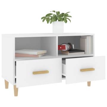 Stylish White TV Cabinet in Engineered Wood | 80x36x50 cm