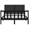 Black Double Bed Frame with Headboard | Solid Pine Wood