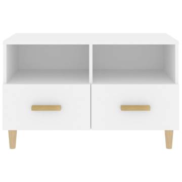 Stylish White TV Cabinet in Engineered Wood | 80x36x50 cm