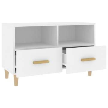 Stylish White TV Cabinet in Engineered Wood | 80x36x50 cm