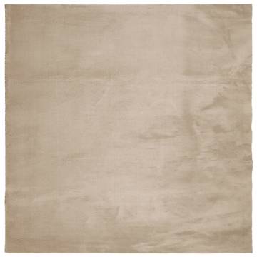 HUARTE Short Pile Soft Washable Rug - Sand 120x120 cm