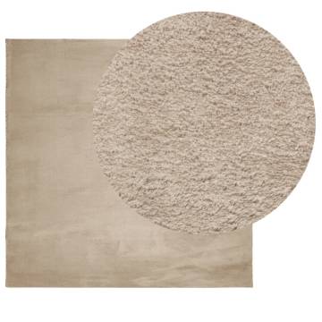 HUARTE Short Pile Soft Washable Rug - Sand 120x120 cm