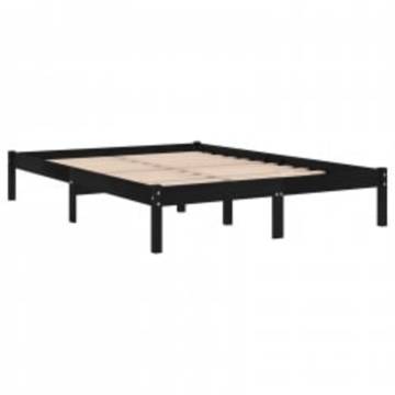 Black Solid Wood Bed Frame 120x200 cm - Stylish & Sturdy