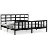 Solid Wood Super King Bed Frame with Headboard - Black 180x200 cm