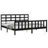 Solid Wood Super King Bed Frame with Headboard - Black 180x200 cm