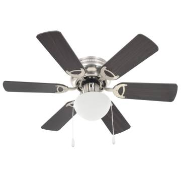 Ornate Ceiling Fan with Light 82 cm - Dark Brown Elegance