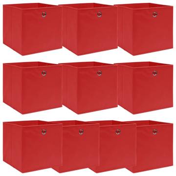 Red Fabric Storage Boxes - 10 pcs | 32x32x32 cm | Durable & Foldable