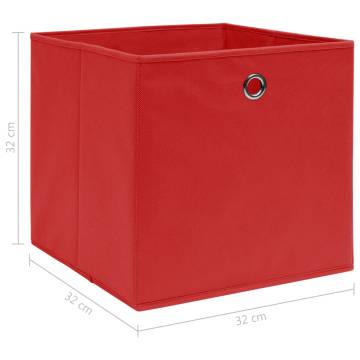 Red Fabric Storage Boxes - 10 pcs | 32x32x32 cm | Durable & Foldable