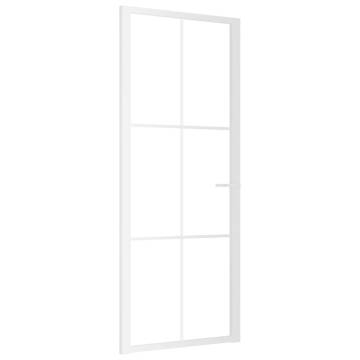 Elegant White Interior Door with ESG Glass & Aluminium - 83x201.5 cm