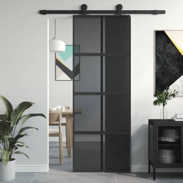 Sliding Door Black 76x205 cm - Tempered Glass & Aluminium