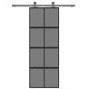 Sliding Door Black 76x205 cm - Tempered Glass & Aluminium