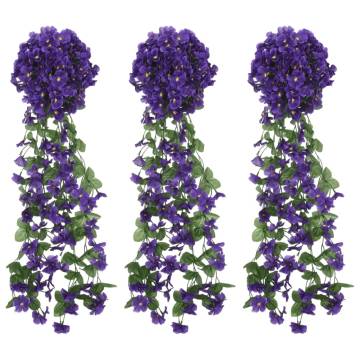 Artificial Flower Garlands 3 pcs Dark Purple - 85 cm