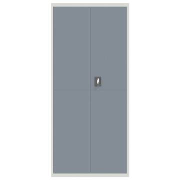 File Cabinet Light Grey & Dark Grey - 90x40x200 cm Steel