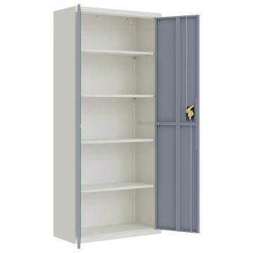 File Cabinet Light Grey & Dark Grey - 90x40x200 cm Steel