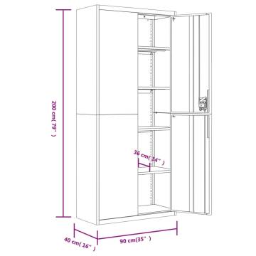 File Cabinet Light Grey & Dark Grey - 90x40x200 cm Steel