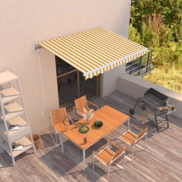 Manual Retractable Awning 350x250 cm - Yellow and White