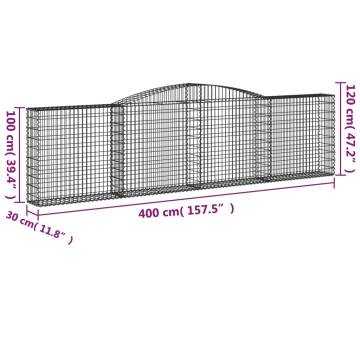 Arched Gabion Baskets - 8 pcs Galvanised Iron Garden Barriers