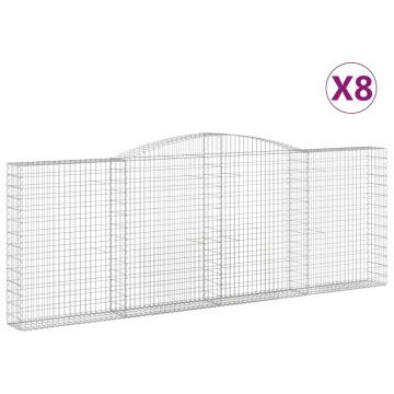 Arched Gabion Baskets - 8 pcs Galvanised Iron | Hipo Market