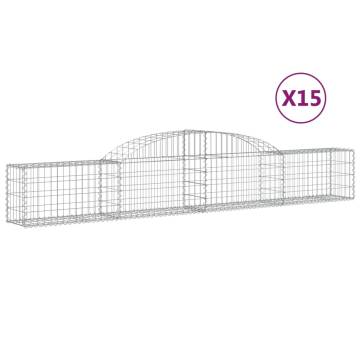 Arched Gabion Baskets - 15 pcs Galvanised Iron 300x30x40/60 cm