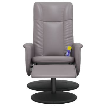 Comfortable Grey Faux Leather Massage Recliner Chair with Footstool