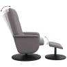 Comfortable Grey Faux Leather Massage Recliner Chair with Footstool