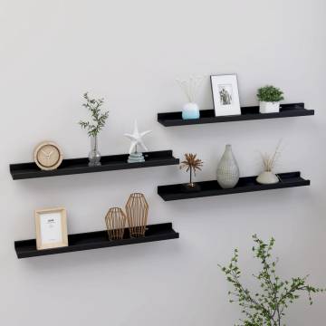 Stylish Black Wall Shelves (4 pcs) - 60x9x3 cm | HipoMarket