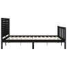 Black Bed Frame with Headboard 160x200 cm - Solid Wood Durable