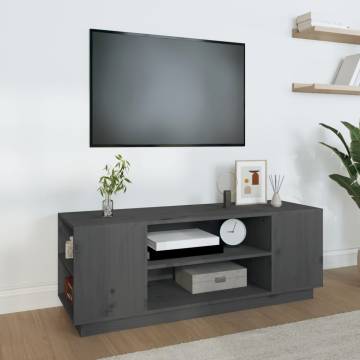 Elegant Grey TV Cabinet - Solid Pine Wood, 110x35x40.5 cm