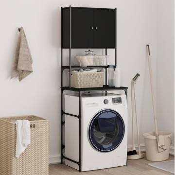 Washing Machine Cabinet Black | Space-Saving Solution