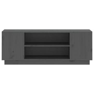 Elegant Grey TV Cabinet - Solid Pine Wood, 110x35x40.5 cm