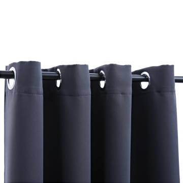 Blackout Curtains with Metal Rings 140x245 cm - Anthracite