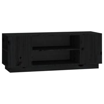 TV Cabinet Black - Solid Pine Wood - 110x35x40.5 cm