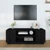 TV Cabinet Black - Solid Pine Wood - 110x35x40.5 cm