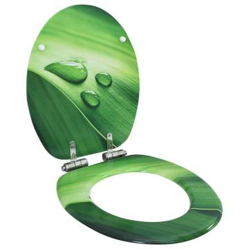 WC Toilet Seat with Soft Close - Green Water Drop Design