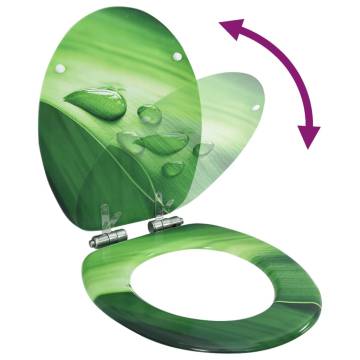 WC Toilet Seat with Soft Close - Green Water Drop Design