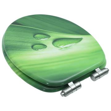 WC Toilet Seat with Soft Close - Green Water Drop Design