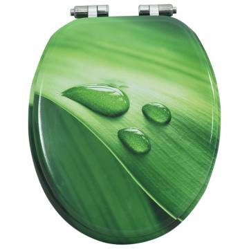 WC Toilet Seat with Soft Close - Green Water Drop Design