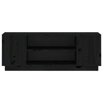 TV Cabinet Black - Solid Pine Wood - 110x35x40.5 cm