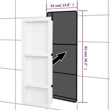 Shower Niche with 3 Compartments - Matt White 41x99x9 cm