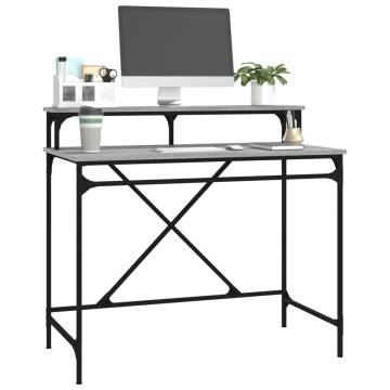 Desk Grey Sonoma 100x50 cm | Industrial Style Home Office