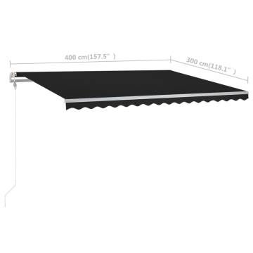 Manual Retractable Awning 4x3m Anthracite - HipoMarket UK